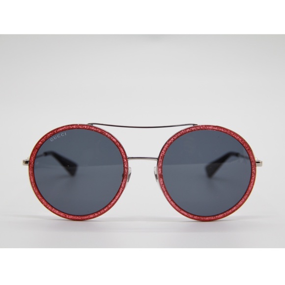 NEW GUCCI GG0061S 007 ROUND BLUE RED SUNGLASSES - Picture 2 of 11
